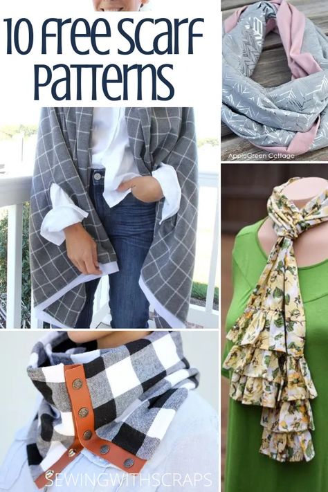 Sewing With Scraps, Winter Sewing Patterns, Sewing Machine Beginner, Scarf Sewing, Scarf Sewing Pattern, Sewing Scarves, Hooded Scarf Pattern, Twisted Scarf, Winter Sewing