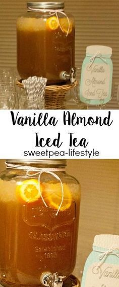 Delicious southern sweet tea, with the added flavors of vanilla and almond extract. This is my go to drink when serving a crowd! Super refreshing, made in advance, and always perfect for that special gathering! Tea Sangria, Brine Turkey, Tea Punch, Liqueur Recipes, Tea Syrup, Uncle Si, Vodka Punch, Moonshine Recipe, Tea Biscuit