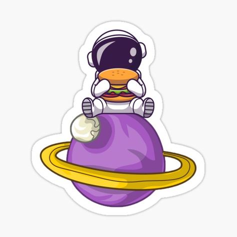 Saturn Illustration, Space Burger, Eating Burger, Illustration Stickers, Black Cat Tattoos, Cute Astronaut, Cat Tattoos, Cat Tattoo, The Space