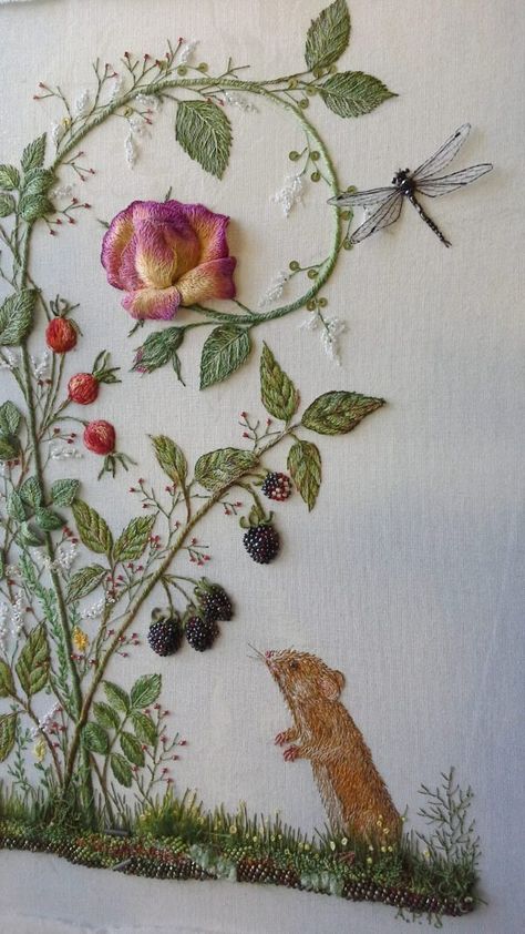 Textile Art Embroidery, Embroidery Stitches Tutorial, Hand Embroidery Projects, Hand Embroidery Flowers, Brazilian Embroidery, Creative Embroidery, 자수 디자인, Sewing Embroidery Designs, Silk Ribbon Embroidery