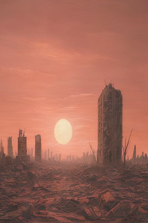 Step into a dystopian landscape with this captivating artwork that unveils a world overshadowed by despair. Let the atmospheric tones and evocative details transport you to a troubled future. Dystopian Creatures, Dystopia Landscape, Dystopian Nature, Apocalypse City, Dystopian Landscape, Abandoned Library, Desolate Landscape, Dystopian World, Dystopian Aesthetic