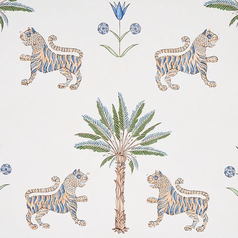 Tiger Palm, Wallcovering Pattern, Schumacher Wallpaper, Palm Wallpaper, Chic Wallpaper, Flowery Wallpaper, Nursery Room Inspiration, Borders Design, Batik Prints