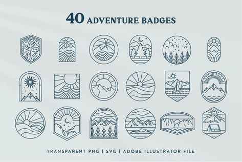 Stamp Tattoo Mountains, Mountain Logo Minimalist, Adventure Line Art, Arch Tattoo, Outdoors Logo Design, Embroidery Sweaters, Camping Tattoo, Outdoor Logo, Glowforge Ideas