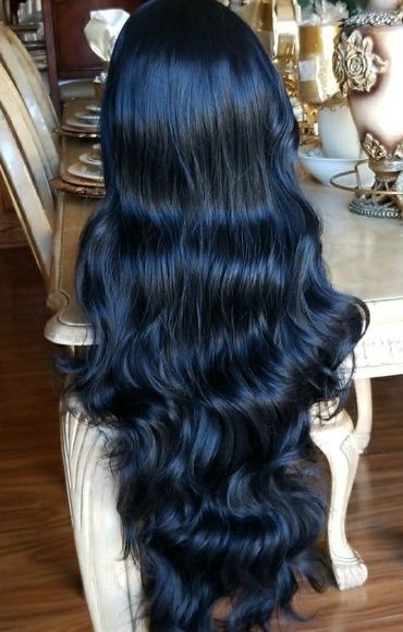 Black Navy Hair, Dark Indigo Hair, Jet Blue Hair, Dark Blue Black Hair, Jet Blue Black Hair, Long Dark Blue Hair, Jet Black Hair With Highlights, Jinx Hair, Indigo Hair