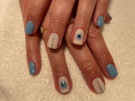 Evil Eye Nail Art, Evil Eye Nail, Quick Nail Art, Sheer Nails, Evil Eye Nails, Eye Nail Art, Funky Nail Art, Romantic Nails, Square Nail Designs