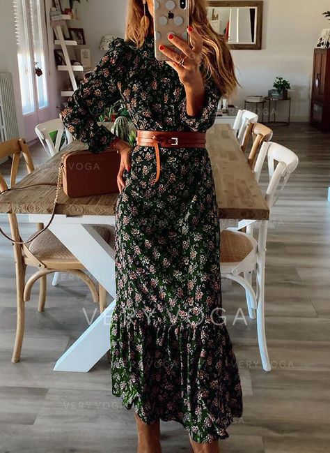 Black Floral Dress Fall, Farmhouse Chic Outfit, Winter Symphony Outfit, Autumn Races Outfit, Boho Work Style, How To Style A Maxi Dress For Fall, Long Fall Dresses With Boots, Age Of Adeline Outfit, Fall Dress 2023