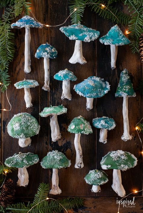 Jane Hopper, Mushroom Tree, Diy Mushroom, Mushroom Ornaments, Polymer Clay Mushroom, Cotton Toys, Clay Mushroom, Hanging Craft Ideas, Mushroom Crafts