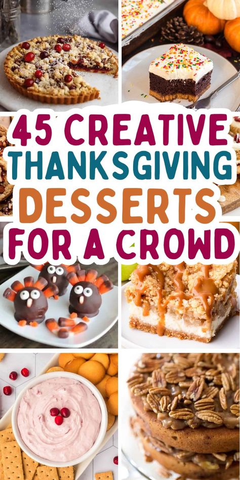 Creative Thanksgiving dessert ideas for a crowd, including festive cakes, fancy cheesecake, cheap cupcakes, non traditional cookies, and fun dessert platter ideas for your holiday potluck. Things To Make For Thanksgiving, Dessert Tray Ideas, Thanksgiving Dessert Tray, Cute Thanksgiving Treats, Dessert Ideas For A Crowd, Unique Dessert Recipes, Thanksgiving Treats For Kids, Unique Thanksgiving Desserts, Fall Cheesecake