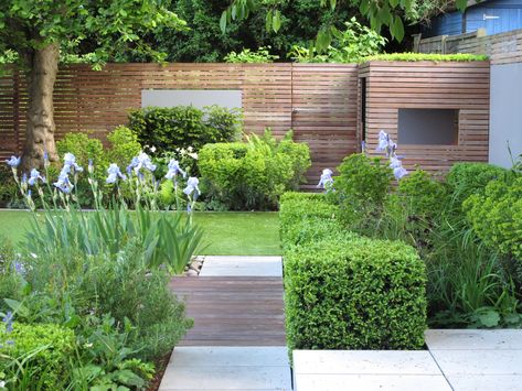 Modern Family Garden, Medium Garden Design, Short Wide Garden Design, Family Garden Design, Contemporary Small Garden, Rectangular Garden Design, Family Garden Ideas, Modern Garden Inspiration, Small Family Garden