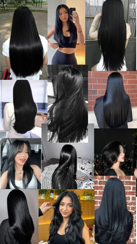 Black Hair Haircuts, Jet Hair, Camp Hair, Bday Hair, Short Dyed Hair, New Hair Look, Color For Black Hair, Black Hair Aesthetic, Blue Black Hair