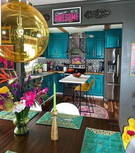 Apartment Decor Inspiration, Maximalism, Decor Home Living Room, Silver Lining, Eclectic Home, Dream House Decor, Kitchen Colors, Ideas Home, Kitchen Home