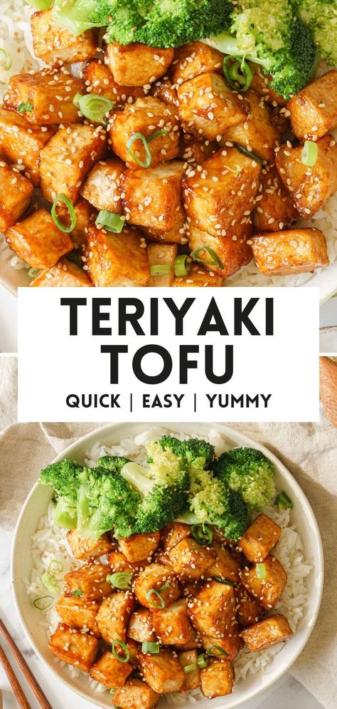 Teriyaki tofu Firm Tofu Recipes, Tofu Teriyaki, Tofu Recipes Easy, Chinese Dinner, Teriyaki Tofu, Homemade Teriyaki Sauce, Baked Tofu, Vegan Meal Prep, Recipes Vegan