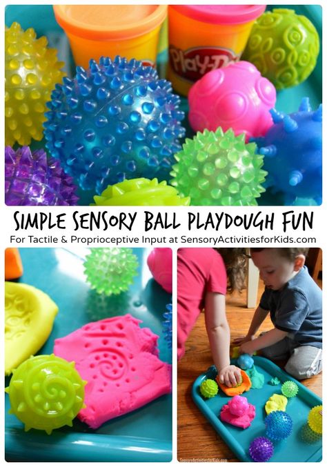 Sensory Ball Play with Playdough - Sensory Activities for Kids Balls Sensory Bin, Early Childhood Sensory Activities, Playdough Therapy Activities, Ball Sensory Activities, Play Doh Sensory Bin, Sensory Play Themes, Simple Sensory Activities, Play Dough Activities Toddler, Play Doh Crafts