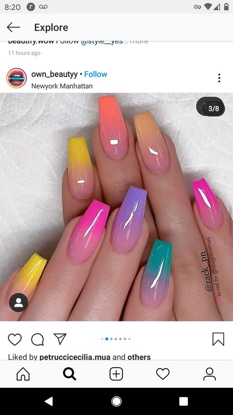 Ombre Acrylic Nails, Ombre Nail Designs, Nail Art Ombre, Pretty Nail Art Designs, Makijaż Smokey Eye, Gel Nail Colors, Summer Acrylic Nails, Short Acrylic Nails Designs, Festival Nails