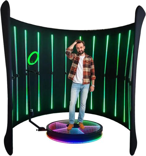 ZLPOWER 8FT Photo Booth Enclosure Backdrop Background Tents Customized Logo Degree Video Selfie Rotating Photobooth with 28 PCS LED Light Semicircle Enclosure Screen Stand Backdrops for Rental Party Photo Booth Enclosure, 360 Degree Photo Booth, Photo Op Ideas, Led Tubes, Backdrops Backgrounds, Photo Op, Photo Booth, Led Light, Tent