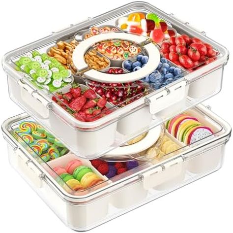 VANTUNA snackle box container is all made of food-grade plastic, the removable inner 8 compartments of snacklebox are made of high quality PP, the outer transparent box and lid are made of PET, the divided serving tray with lid is lightweight yet sturdy, ensuring long-term use and safety. Party Movie Night, Snackle Box, Night Road, Snack Organizer, Portable Snacks, Transparent Box, Premium Food, Toddler Snacks, Snack Tray