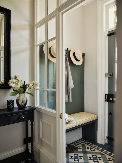 Row House Interior Design, Welcome To Our Nest, Cloak Room, Stylish Entryway, Porch Interior, Victorian Hallway, Modern Foyer, Entryway Design, Mini Loft