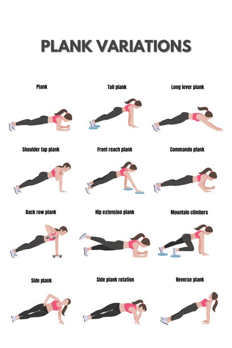 Workout Cheat Sheet, Workout Sheets, Plank Shoulder Taps, Plank Variations, Health And Fitness Goals, Unique Workouts, Ultimate Workout, Back Row, Cheat Sheet