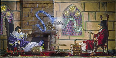 Wizard Dual Duel Painting, Wizard Fashion, Wizard Robes, Fantasy Wizard, Character And Setting, Adventure Art, Magic Powers, Fantasy Inspiration, Sci Fi Art