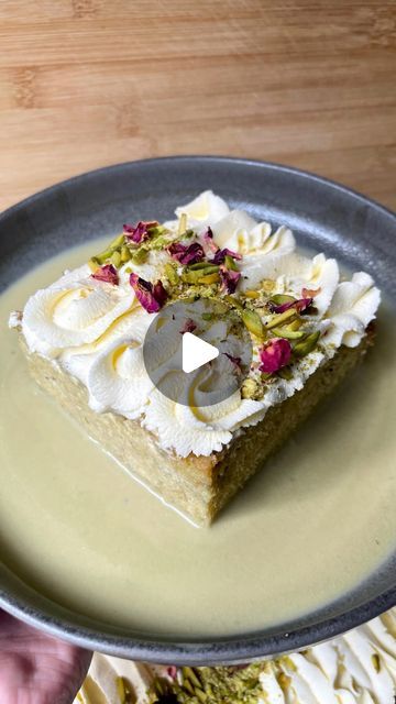 Samah 🍉 on Instagram: "Pistachio Milk Cake 🍰

My Pistachio milk cake is absolute heaven! The sponge is super moist and has the most delicate pistachio flavour that’s finished with a sweet vanilla whipped cream. Perfect for special occasions, so if you haven’t figured out what you’re making for Eid yet maybe this is your sign 👀👀

Don’t forget to ✨SAVE✨this post so you can make it later 💗

As always the full recipe is on my website, link in bio 🫶🏻

#pistachiomilkcake #milkcake #baking #easydessert #howto" Pistachio Milk Cake, Creme Brulee Desserts, Pistachio Milk, Dessert Pasta, Lemon Muffins, Vanilla Whipped Cream, Milk Cake, Gel Food Coloring, Indian Desserts