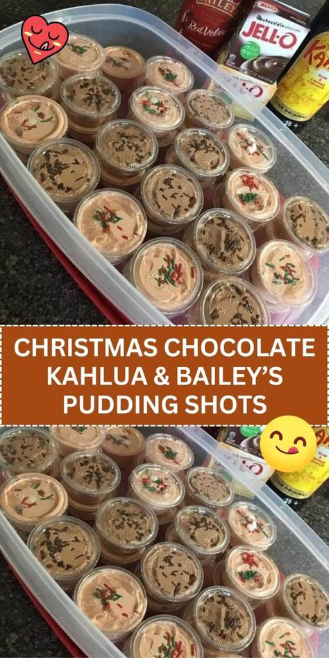 1 Christmas Kahlua And Baileys Pudding Shots, Baileys Kaluha Pudding Shots, Kahlua Baileys Pudding Shots, Khalua Baileys Pudding Shots, Christmas Chocolate Kahlua & Bailey’s Pudding Shots, Hot Cocoa Pudding Shots, Chocolate Kahlua Pudding Shots, Kailua And Baileys Pudding Shots, Christmas Shooter Ideas