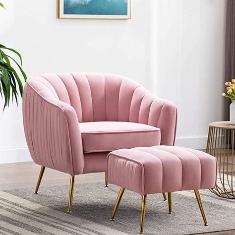 Round Couch, Pink Accent Chair, Pink Velvet Chair, Comfy Reading Chair, Armchair Sofa, Pink Furniture, Room Furniture Design, Room Green, Luxury Furniture Living Room