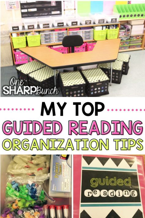 Are you looking for guided reading organization tips? Today on the blog, I share how I organize my guided reading materials, schedule out my guided reading groups, as well as how I plan my guided reading lessons! Creating a guided reading schedule can feel overwhelming so I’m also giving away a free guided reading planning sheet which I use in my guided reading binder. Get your small reading groups organized today with these teaching tips. Reading Specialist Classroom, Kindergarten Reading Groups, Reading Group Organization, Wilson Reading Program, Small Reading Groups, Guided Reading Organization, Guided Reading Binder, Guided Reading Table, Reading Schedule