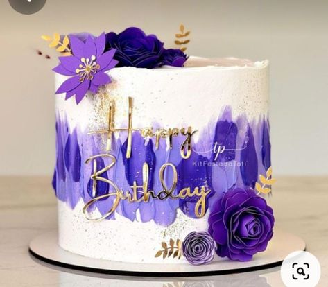 Purple Cake Ideas, Purple Birthday Cakes, Cake Painting Tutorial, Purple Birthday Cake, Boys First Birthday Cake, Purple Cakes Birthday, White Birthday Cakes, Purple Cake, Pedicure Colors