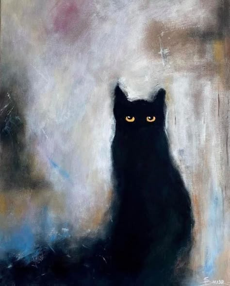 Black Cat Painting, Arte Van Gogh, Black Cat Art, Cats Artists, Mom Art, Collage Art Mixed Media, Cats Illustration, Amazing Art Painting, Cat Colors