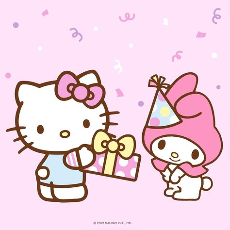 Hello Kitty Birthday Theme, Hello Kitty Imagenes, Happy Birthday Best Friend, Birthday Icon, My Melody Wallpaper, Cute Happy Birthday, Happy Birthday Wallpaper, Melody Hello Kitty, Hello Kitty Characters