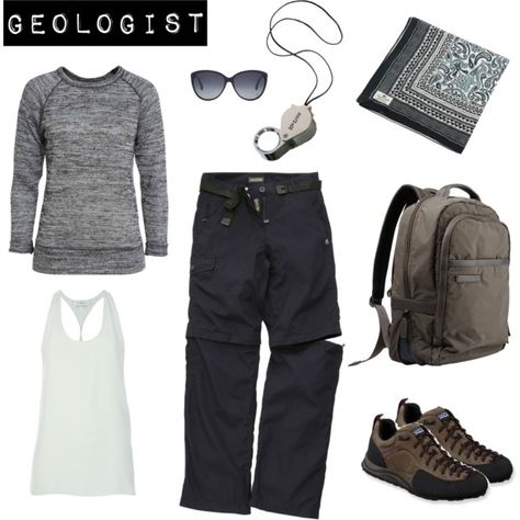 "Geologist" by emilysheppard on Polyvore Geologist Outfit, Hiking Fashion, Costume Ideas, Archaeology, Geology, Career, Outfit Ideas, Hiking, Bags For Women