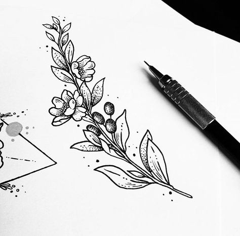 4 Tattoo, Tattoo Desings, Flower Sketches, Floral Drawing, Trendy Flowers, Nature Drawing, Flower Tattoo Designs, Nature Tattoos, Ink Sketch