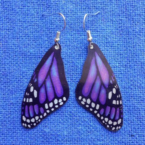 Shrinky Dink Jewelry, Shrinky Dink Earrings, Shrink Plastic Jewelry, Homemade Earrings, Butterfly Nature, Weird Jewelry, Quirky Earrings, Indie Jewelry, Plastic Earrings