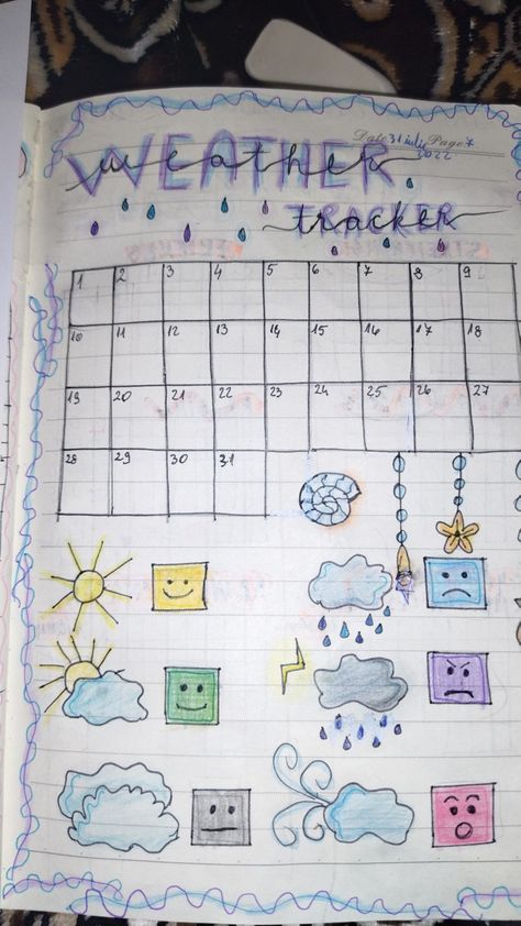 Weather Journal Ideas, January Weather Tracker, Weather Tracker Ideas, March Weather Tracker, Bulett Journal Page Ideas 2023, Journal Weather Tracker, 2024 Bullet Journal Ideas, Weather Bullet Journal, Weather Tracker Bullet Journal