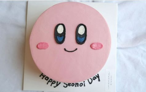 Bolo Kawaii, Kirby Cake Ideas, Kirby Cupcakes, Kirby Birthday Party Ideas, Kirby Birthday Cake, Chair Collage, Date Syrup Recipes, Kirby Cake, Kirby Party