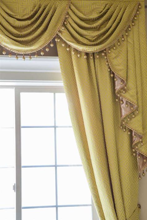 Swags And Tails, Swag Curtains, Unique Curtains, Lounge Ideas, Elegant Curtains, Window Ideas, Drape Panel, Curtain Ideas, Window Dressings