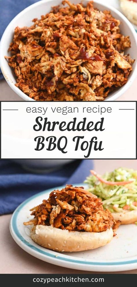 Shredded Tofu Recipe, Shredded Tofu, Tofu Recipes Healthy, Vegetarian Bbq, Bbq Tofu, Mapo Tofu, Vegan Bbq, Vegetarian Sandwich, Tasty Vegetarian Recipes