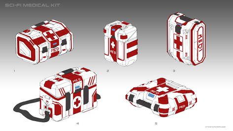 Cyberpunk Medical Equipment, Medkit Concept, Cyberpunk Medic, Futuristic Items, Tactical Medic, Medical Tech, Speculative Design, Sci Fi Props, Props Concept