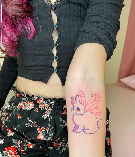 Cute Butterfly Bunny Tattoo fairy aesthetic y2k minimalist rabbit Tattoo Fairy, Bunny Tattoo, Y2k Minimalist, Bunny Tattoos, Being Perfect, Fairy Aesthetic, Hair Perfume, Aesthetic Y2k, Cute Butterfly