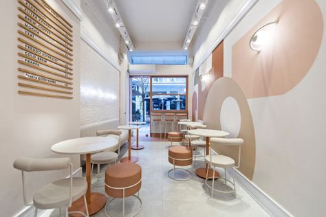 Kanel: A Swedish Bakery in Greece with a Scandinavian Feel - Design Milk Fusion Architecture, Bakery Design Interior, Pastel Interior, Coffee Shop Interior Design, Scandinavian Architecture, Cafe Shop Design, Coffee Shops Interior, Cafe Interior Design, Store Design Interior