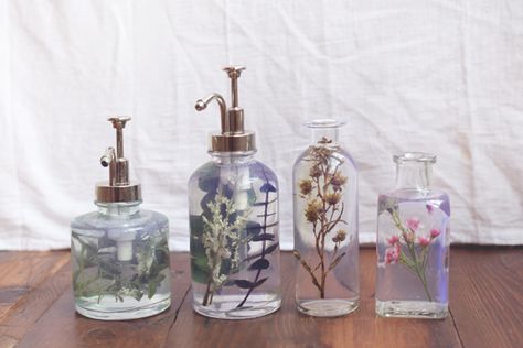 A Pretty Update To Your Bathroom Venice Apartment, Diy Soap Dispenser, Soap Dispenser Diy, Flower Bottle, House Decorations, Trendy Bathroom, Bathroom Soap Dispenser, Dream Living, Decorating Inspiration