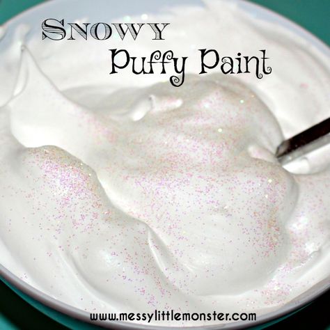 Melted Snowman Craft, Art Activity For Toddlers, Puffy Paint Crafts, Puffy Paint Recipe, Snowman Craft For Kids, Snow Recipe, Fun Winter Crafts, Storytime Crafts, Paint Recipe