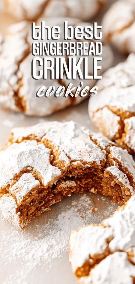 Gingerbread Crinkle Cookies [35 Minutes] – Chasety Ginger Crinkles Cookies, Ginger Bread Crinkle Cookies, Ginger Crinkle Cookies Recipe, Popular Cookies Recipes, Coconut Crinkle Cookies, Gingerbread Crinkle Cookies Recipe, Gingerbread Soft Cookies, Ginger Oatmeal Cookies, Winter Cookie Ideas