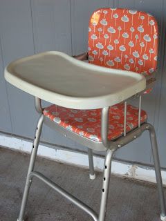 Vintage high chair must find to redo like this! Upholstery Fabric Ideas, Antique High Chairs, Vintage High Chairs, Paint Upholstery, Upholstery Repair, Living Room Upholstery, Couch Upholstery, Upholstery Trim, Upholstery Diy