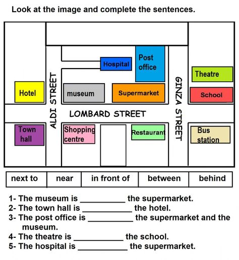 Giving directions - Interactive worksheet Telling Direction Worksheet, Giving Instructions Worksheets, Directions For Kids, Follow Instructions Worksheet, Directions Worksheet For Kids, Giving Directions Worksheet, Directions Worksheet, In On At, Follow Directions Worksheet