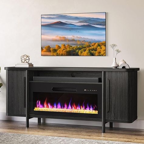 Amazon.com: BELLEZE 66" TV Stand with 36" Electric Fireplace, Wood Console Table for TVs up to 75 Inches, Entertainment Center with Storage Cabinets for Living Room, Bedroom - Portman (Espresso Black) : Home & Kitchen Electric Fireplace Wood, Electric Fireplace Entertainment Center, Entertainment Center With Storage, Fireplace Wood, Fireplace Entertainment Center, Fireplace Entertainment, Electric Fireplace Tv Stand, Media Furniture, Fireplace Tv Stand