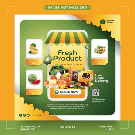 Grocery store social media poster design | Premium Vector #Freepik #vector #background Grocery Store Poster Design, Grocery Store Social Media, Grocery Signage, Grocery Store Flyers, Grocery Store Ads, Store Social Media, Cool Poster Designs, Social Media Poster Design, Media Poster Design