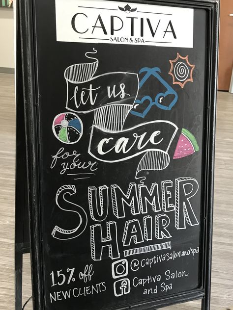 Salon Chalkboard Signs, Salon Chalkboard Ideas, Hair Salon Chalkboard Ideas, Beauty Salon Chalkboard Sign, Shop Local Chalk Sign, Barber Shop Chalkboard Sign, Beauty Salon Business Plan, Bar Chalkboard Ideas, Salon Signage