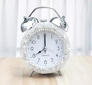 CARCHILE Bling Rhinestone Alarm Clock Morning Call for Bedroom Houser Desktop Home and Office Decorative Art Piece Crushed Diamonds, Morning Call, Synthetic Diamond, Power Colors, Radio Clock, Office Art, Aa Battery, Exquisite Design, Alarm Clock