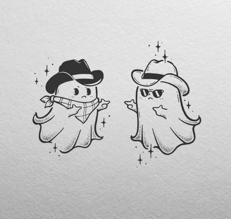 Matching Ghost Tattoos For Couples, Best Friend Ghost Tattoo, Dark Romance Tattoo Ideas, Funny Ghost Tattoo, Cartoon Ghost Tattoo, Halloween Matching Tattoos, Spooky Matching Tattoos, Louisiana Tattoo, Crisp Ink